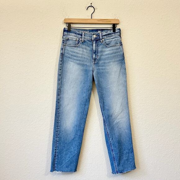 J. CREW 90s Classic Straight Leg Jeans Blue Denim High Rise Frayed - Picture 1 of 16